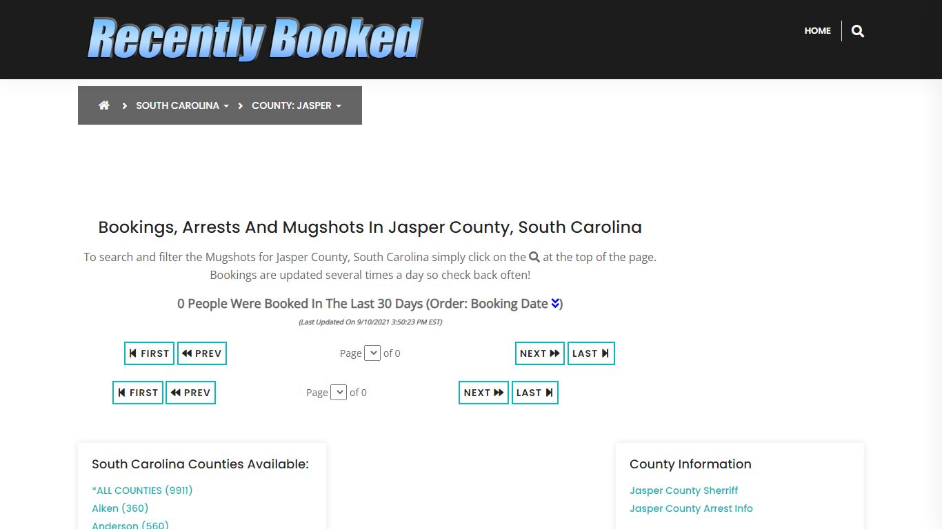 Bookings, Arrests and Mugshots in Jasper County, South Carolina